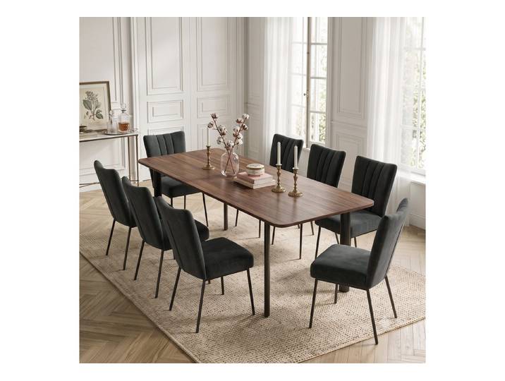 Jiexi Essgruppe Ausziehbares Esszimmerset (2m): MDF-Tisch & 8 Stühle