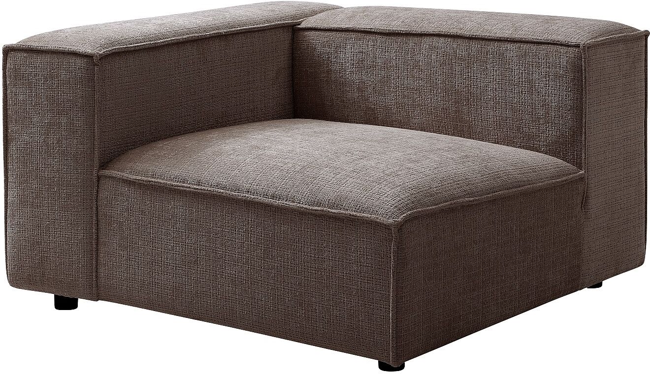 Vente-unique Linker Ecksessel aus Taupe-Chenille-Stoff RUZOLO