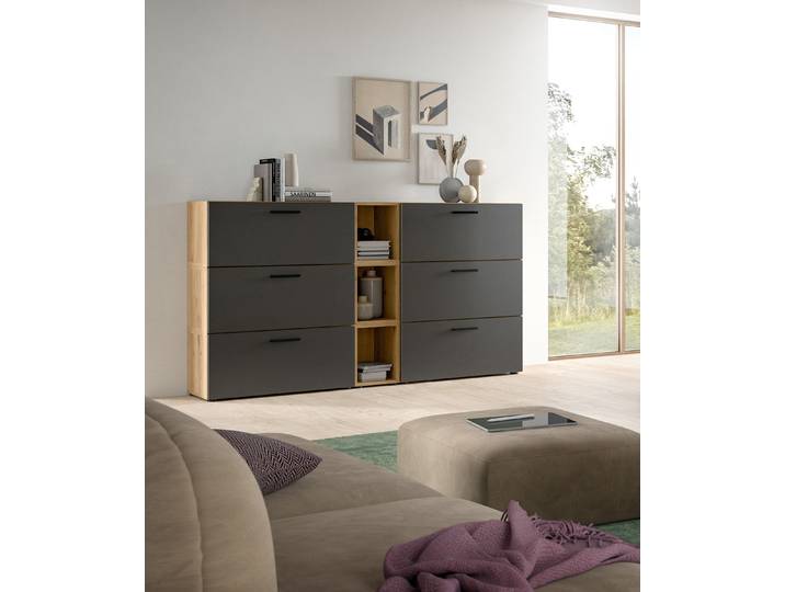 Buffet The One modèle C 99cm Marron/Gris/Anthracite/Imitation chêne Artisan