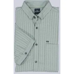 engbers Herren Kurzes Baumwollhemd in Musselin-Optik Grün regular uni Button Under - 6XL