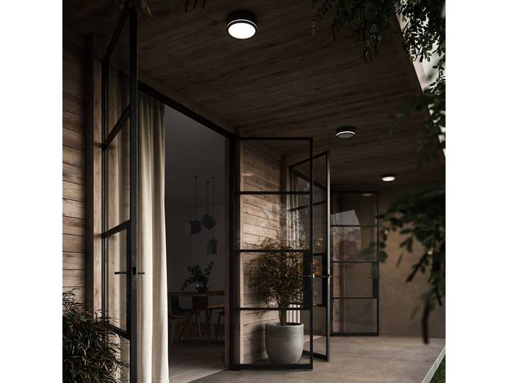 Nordlux LED-Außenwandleuchte Ava Smart, schwarz dimmbar, schwarz, für Badezimmer, Aluminium, Smart Home Wandleuchte außen