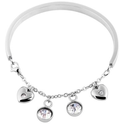 Armreif ADELIA´S "Armband – Armreif aus Edelstahl mit Strass Steinchen 17 cm", silber, Armbänder, Damen, 17cm, Edelstahl, Armreif, Ein kleines Geschenk mit großer Wirkung