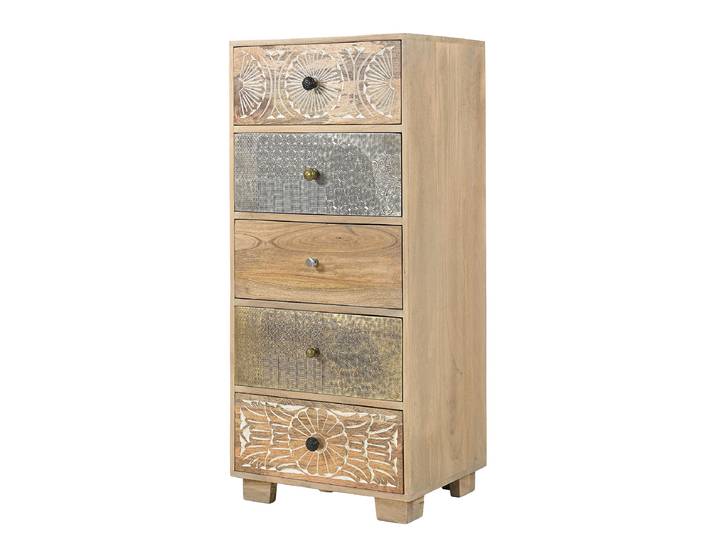 Commode en manguier massif 60 cm 50 x 115 x 40cm Beige