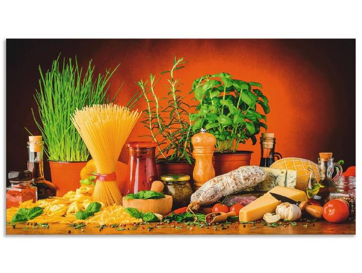 Artland Küchenrückwand Mediterranes und italienisches Essen, (1-tlg), Alu Spritzschutz mit Klebeband, einfache Montage