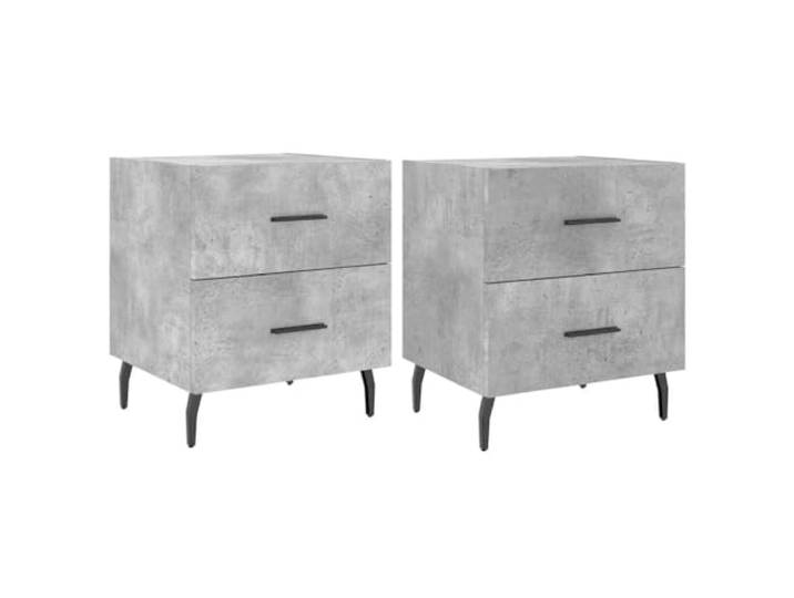 Fisinber Nachttisch 2er Set Betongrau 40x35x47,5 cm Holzwerkstoff Modernes 2er Set Nachtschränke in Betongrau für Schlafzimmer, mit praktischen Schubladen und stabilen Metallfüßen.