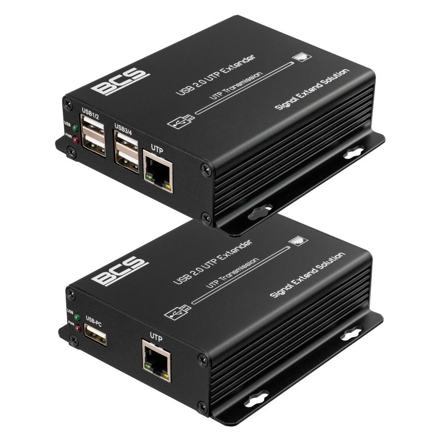 BCS BCS-UTP-4USB-SET(2) USB-Extender über UTP-Kabel bis zu 100m, unterstützt 4 Geräte (USB-A, 4 Ports) (BCS-UTP-4USB-SET(2))