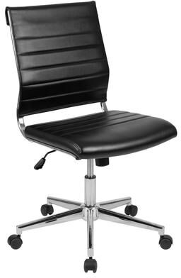Lancaster Home Mid-Back Armless LeatherSoft Contemporary Ribbed Executive Swivel Office Chair