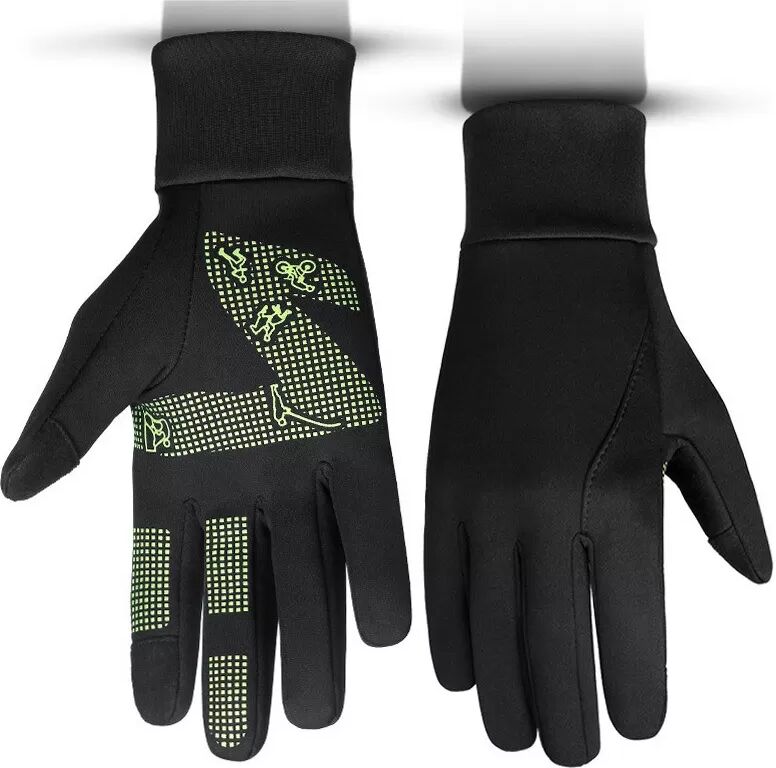 INF Warme Fleece-Touchscreen-Handschuhe für Outdoor-Laufen, Wandern, Angeln und Radfahren S Schwarz + Grün