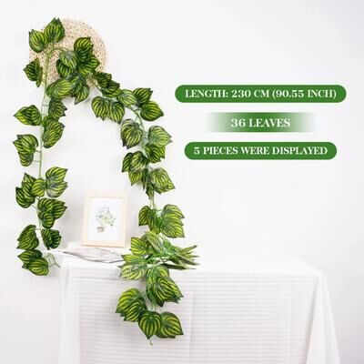 Uplift Picks Artificial Ivy Hanging Vine Garland Green Leaf Wall Decor For Home 01