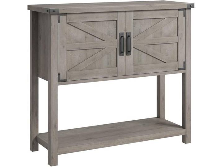 Buffet de Cuisine - PROMIRACAL - Multifonction - Bois Massif - 2 Portes - Gris