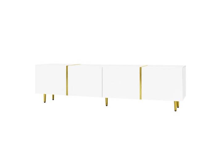 Meuble TV quatre portes blanc laqué style minimaliste moderne