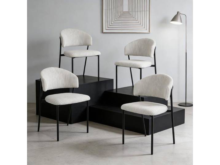 JIEXI Lot de 4 chaises de salle à manger rembourrées en velours côtelé pieds en acier au carbone pieds antidérapants