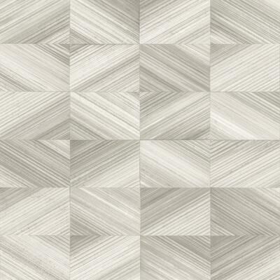 Brewster Stratum Taupe Geometric Faux Wood Wallpaper - 20.5in x 396in x 0.025in