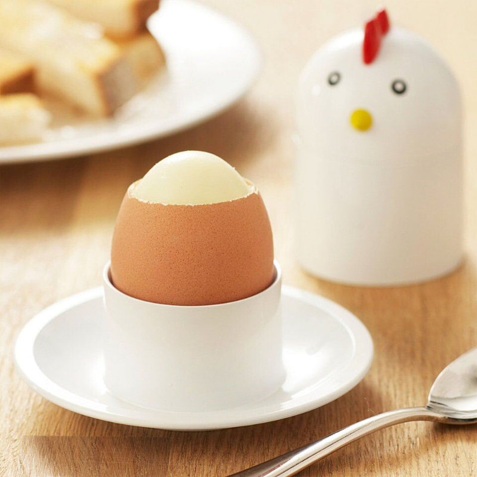 Eierköpfer GSD HAUSHALTSGERÄTE, weiß, B:10cm H:5cm L:10cm, Kunststoff, Küchenschneider, Kunststoff, Chicken-Design