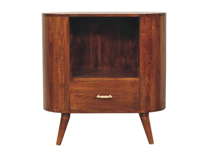 Artisan Furniture Schrank T-Stange Cortez Kastanie, 1 Schublade und Offenes Fach, Dunkelbraun, Holz, Echtholz,Mangoholz, Holz Optik, Rechteckig, 75x77x35 cm, Waschküche, Mehrzweckschrank