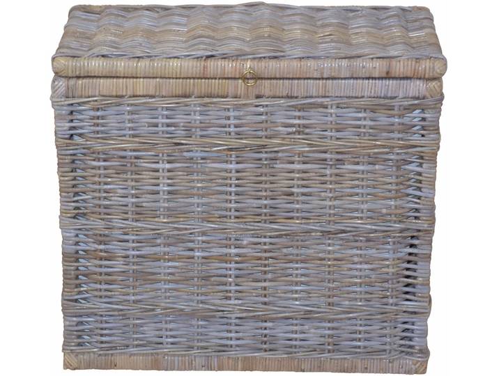 Wäschetruhe MY HOME Duo , grau (kubu, grau), B:69cm H:61cm T:37cm, Geflecht Rattan, Wäschesammler, Wäschetruhe, mit 2 Kammern