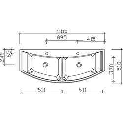 Pelipal Serie 6040 Mineralmarmor-Doppelwaschtisch BMD013M12101, B:1210, H:20, T:460mm BMD013M12101