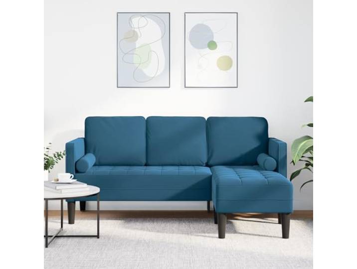 HEFZGDB L-förmiges Sofa Blau 173x131x67 cm Samt Modernes Design Plüschkissen Fleckresistent Gemütlich Wohnzimmer Leseecke Familientreffen Entspannung Stilvoll Praktisch Langlebig