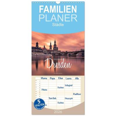 Familienplaner 2026 - Barockstadt Dresden mit 5 Spalten (Wandkalender, 21 x 45 cm) CALVENDO