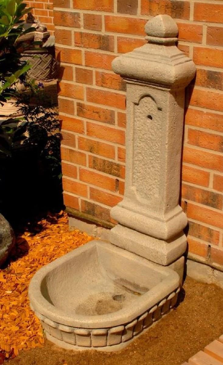 Casa Padrino Jugendstil Wandbrunnen Grau H. 122 cm - Prunkvoller Gartenbrunnen - Gartendeko Stein Brunnen - Barock & Jugendstil Garten Deko Accessoires