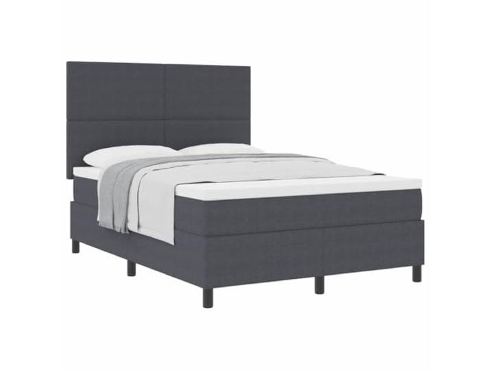 KTHLBRH Boxspringbett 160 x 200 cm dunkelgrau und weiß Gestell aus Holz, verstellbares Kopfteil, Taschenfedern, Unterstützung 280 kg