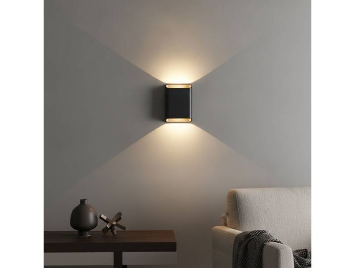 Wandlamp Diaz L zwart/champagne Artdelight - WL DIAZ-L ZW-CP