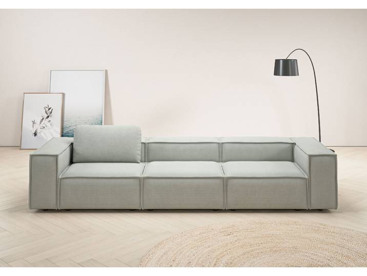 3,5-Sitzer HOME AFFAIRE Watertown, modernes Big-Sofa XXL, 336 cm Breite, Japandi Design , silber, B:336cm H:68cm T:98cm, 100% Polyester, Sofas, 3 5-Sitzer, Riesiges Designersofa mit viel Platz & weichen Bezügen in Trendfarben