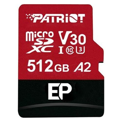 Patriot EP A2 Speicherkarte 512 GB MicroSDXC V30 U3 Klasse 10 (PEF512GEP32MCX) (512 GB, microSDXC, U3, UHS-I) (PEF512GEP32MCX)