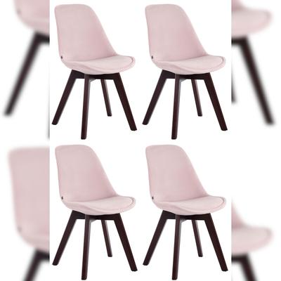 CLP 4er Set Besucherstühle Borneo Samt pink/walnuss