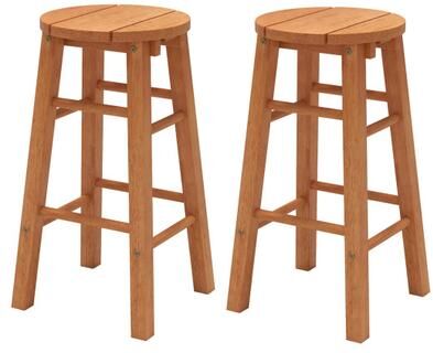 Costway 24-Inch Outdoor Wood Bar Stools Set of 2 with Round Seat and Footrest