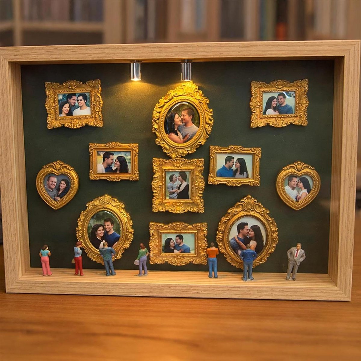 Mini Fotolijst Set met LED Verlichting - Goud - 227 x 314 cm