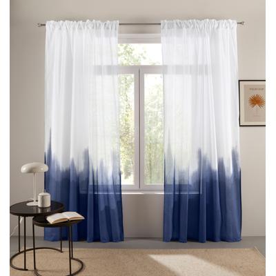 Gardine BRUNO BANANI "Nevalla" Gr. 4, blau, B:130cm H:245cm, Baumwolle, Baumwolle, Gardinen, Gardine, Schal mit Farbverlauf, moderner Hingucker, Vorhang, jedes Zimmer