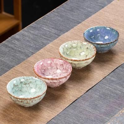 Uplift Treasures Four Seasons Kiln Glazed Ceramic Kung Fu Tea Cup k