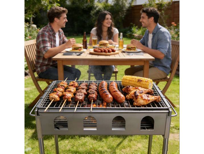 ibettertec Grillablagetisch Faltbar BarbacoaHolzkohleFaltgrillGrill (Spar-Set, 1-St., Lieferung umfasst nur den Holzkohlegrill mit Deckel und Grillrost), Tiefe Kohleschale für gleichmäßige Wärmeverteilung