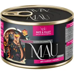 MAU Pastete und Filet – Nassfutter für kastrierte Katzen mit Gans, Kaninchen und Himbeeren 185g