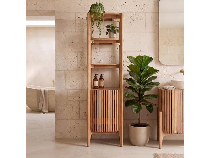 Colonne de salle de bain en bois massif de teck - Avani