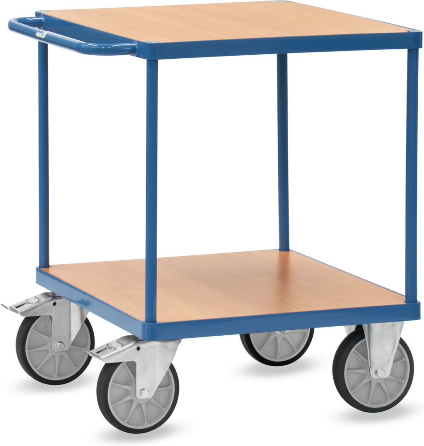 fetra Tischwagen 2497 blau pulverbeschichtet Holzwerkstoffplatte Buchendekor)