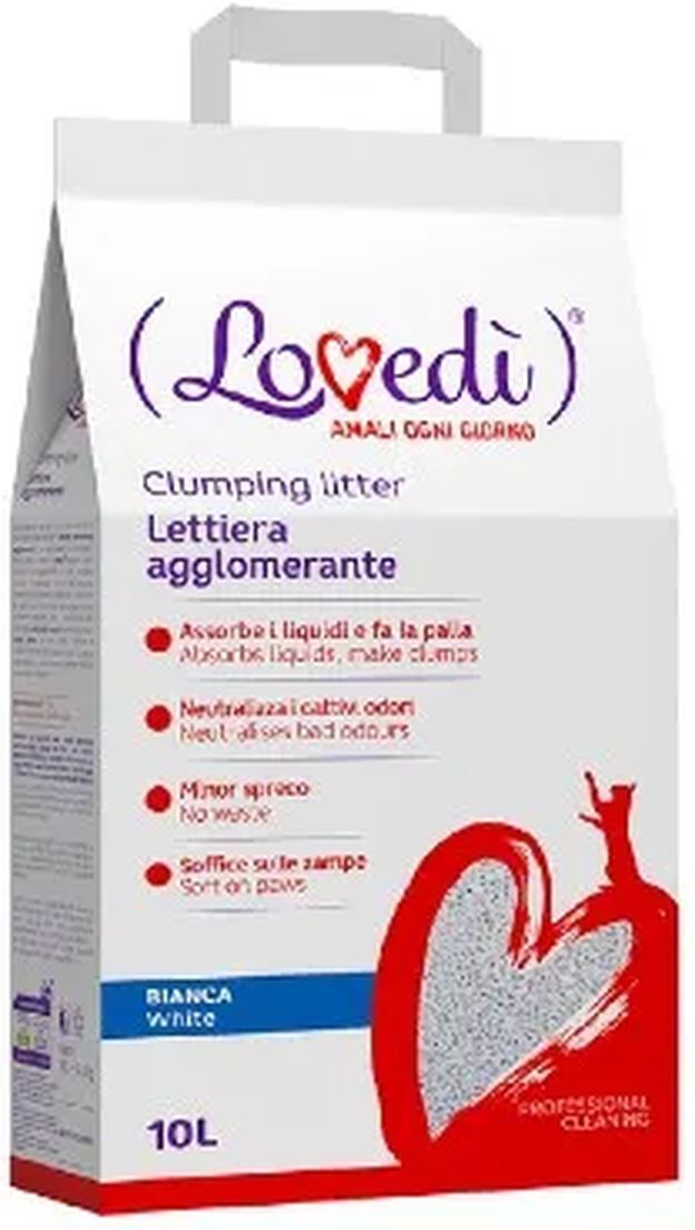 Kit Risparmio 3x10L Lovedi Gatto Lettiera Agglomerante Bianca BIANCA