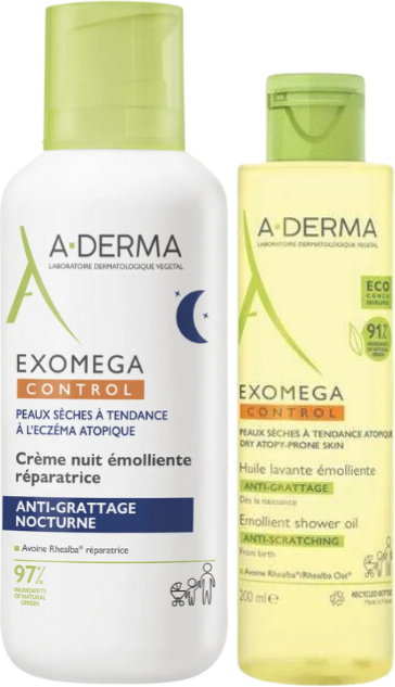 A-Derma Exomega Control Creme de Noite + Óleo de Duche Pack