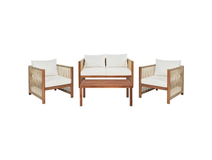 4-SITZER LOUNGE SET Akazienholz Beige Antria