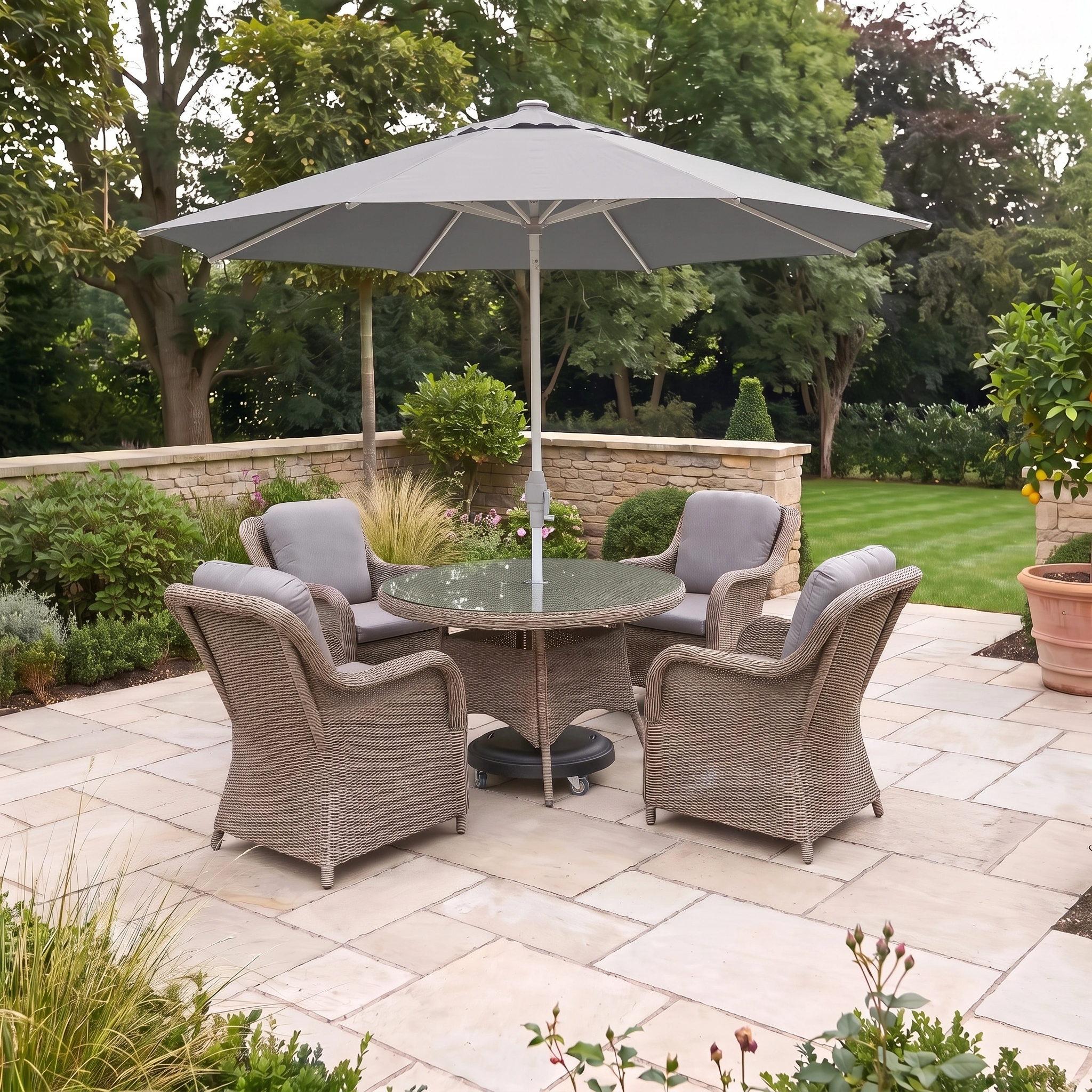 Harbour Lifestyle Isla 4 Seat Round Dining Set in Flint