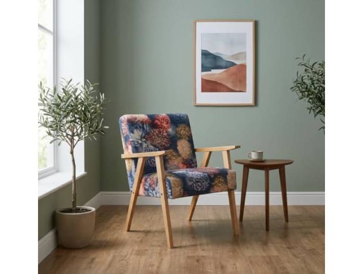 Family Meble Sessel Soler Spring – Retro-Sessel im Vintage-Stil mit Stoff-Bezug – Blau · 2