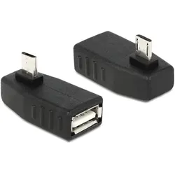 Adapter USB micro-B Stecker - USB 2.0-A Buchse OTG 270° gewinkelt