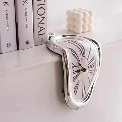 Daily Discovery Surreal Melting Wall Clock Dali Style Clock Unique Home Decor silver1