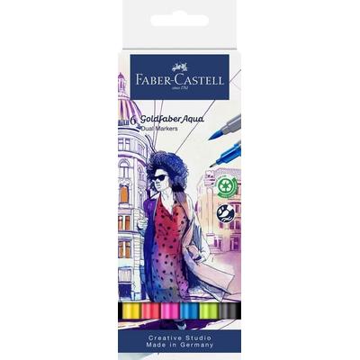Faber-Castell Tuschestift Dual Marker Goldfaber Aqua, 6er Set