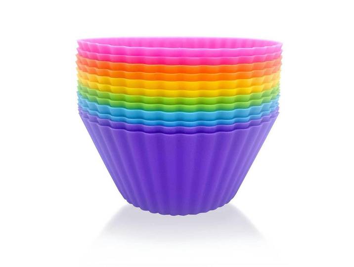 Muffinformen Silikon 12 Stück Set, Violett, Kunststoff, 4.5x3.5x7 cm, Backen & Backzubehör, Backformen, Muffinformen