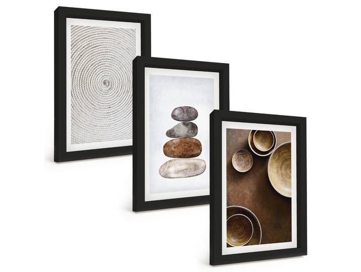 Tulup Bilder SET 3er Set - 20x30 cm Schwarzer Rahmen - Texturen in der modernen Kunst, Kunststoff, Rechteckig, 20x30 cm, gerahmt, Bilder & Rahmen, Bilder