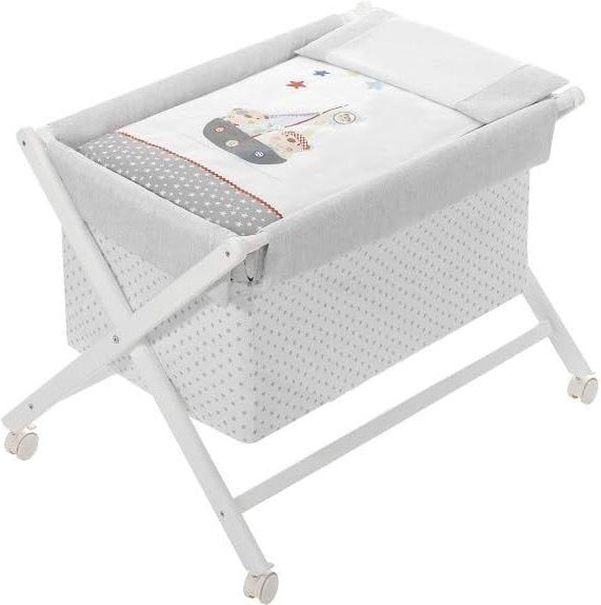 Wit houten kinderbed Piraat met textiel
