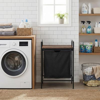 Homy Casa Laundry Hamper with Removable Fabric Bin & Wood Top