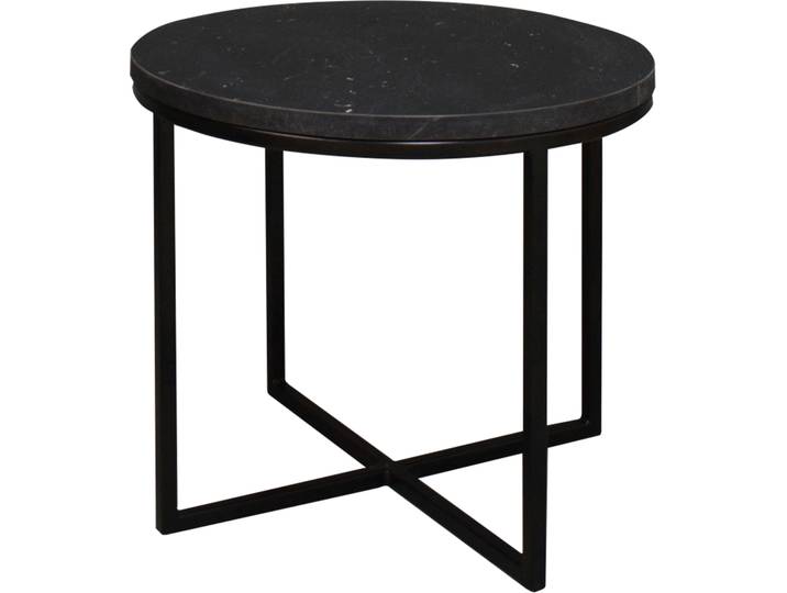 Couchtisch MÄUSBACHER Couchtisch rund , schwarz (schwarz, keramik optik schwarz), H:50,5cm, Tische, Couchtisch, Couchtisch rund Durchmesser 60cm, Metallgestell